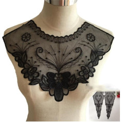 Black Organza Embroidery Lace Neckline Collar Embellishment Sewing Applique Trims Lace Fabric Supplies Scrapbooking 1D