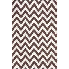 SAFAVIEH Dhurrie Collection Contemporary Area Rugs for Living Room Dining Room Bedroom Short Pile Brown and Ivory 60 x 96 Inch