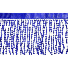 QUARKZMAN 1 Yard 6 Inch Paillettenfransenbesatz, Pailletten Spitzen Funkelnder Fransenbesatz Quaste Band für DIY Lateinamerikanisches Tanzkleid Kleidung Nähen Handwerk Dekor (Saphir)