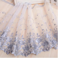 1 Yard 3D-Blumen-Spitzenstoff, besticktes Spitzenbesatzband, DIY-Hochzeitskleidung, Näh- und Bastelzubehör, Stil 28, Grau
