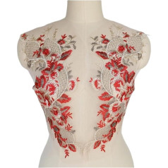 Spitze AppliqueHochzeitskleid Kleid, 2 Stück roter Spitzenstoff, bestickte Blumen-Kleid-Applikationen, Borten, klassischer Kragen, Netz-Nähflicken for Hochzeit, Brautdekoration, Kleid