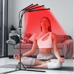 Red Light Lamp with Stand, 660nm & 850nm Infrared Lamp, 4 Heads Red Light Therapy with Timer, 180LEDs Red Light Therapy, for Relief of Pain in Body Parts, Wound Healing