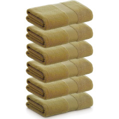 PADUANA | Pack of 6 Hand Towels for Sink, 50 x 100 cm, Olive Green, 100% Combed Cotton, Soft, Fast and Maximum Absorbency - Available as Bath Towel, Shower Towel and Bath Towel