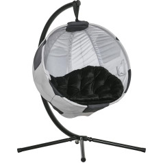 Outsunny Hanging Chair Hanging Basket with Frame Football Design Hanging Swing Hanging Chair with Cushion Basket Foldable Steel