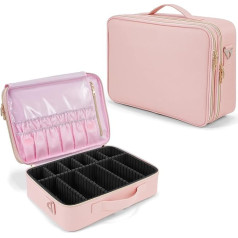 Joligrace Große Kosmetiktasche aus Oxford-Gewebe, professionelle Make-up-Tasche mit abnehmbarem Rückengurt, Kosmetikkoffer, Beauty-Box, Friseurzubehör, Organizer, Aufbewahrungsbox, Hot Pink