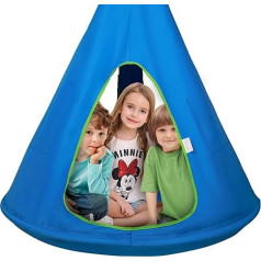 VEVOR Hanging Cave Diameter 100 x 132 cm Hanging Chair 113 kg Load Capacity Hammock Made of 600D Oxford Fabric and Steel Frame Hanging Seat Hanging Tent Swing Therapy Swing Blue Hanging Swing Children