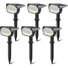 YOOULIT Pack of 6 LED Solar Spotlights Outdoor, Solar & USB Charging Methods Garden Lamps, 46 LED IP65 Waterproof Solar Spotlight, 3 Brightness Modes, Solar Lights for Outdoor Garden for Yard Walkway