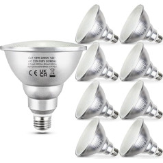 Unikcst Pack of 8 18 W E27 LED Bulbs Warm White 3000 K PAR38 Reflector Spotlight 230 V Flood Light Energy Saving Bulb Replaces Halogen Bulb 180 W Not Dimmable