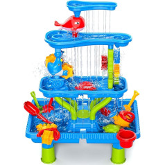 Doloowee Sand and Water Table Toy for Kids, Water Play Table Outdoor Beach Toy, Summer Water Toy for Boys and Girls 3 4 5 6 7 8 Years Old (4 Level)