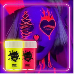 Cenz-888 Gesichtsbemalungsset Fluoreszierende Aquarellpaste for Feiertage, Körperbemalung, Fluoreszierende Körper- und Gesichtsbemalung Halloween-Weihnachts-Makeup