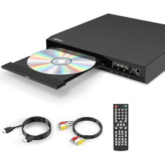 1080P HD DVD Player for TV with Scart - High Quality, Versatile & Region Free, with HDMI/AV & USB Interfaces & Microphone Jack, Robust Metal Housing, Perfect for the Ultimate Family Movie Night