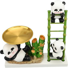Yusat Resin Statue Entrance Key Holder Decorative Snack Storage Tray Cute Sculpture Candy Bowl Home Table Desk (7303C‑01 Panda)