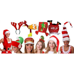 Christmas Hats Party Set 10 Pieces Men Women Christmas Costume Accessory Set Large Christmas Hats Family Pack Assorted