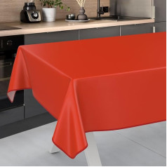 Oilcloth Tablecloth, Washable, Oilcloth, Garden Tablecloth, Outdoor, Indoor, 220 x 140 cm with Hem, Red