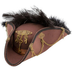 Tricorn Steampunk with Feathers Brown 57