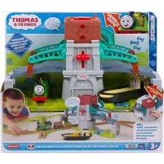 Thomas Zug - Bulstrode and Steering Bridge, Playset 2.4 m Track with Percy Locomotive, Mobile Bridge with Button to Activate Sound, Toy for Children, 3+ Years, HYR82