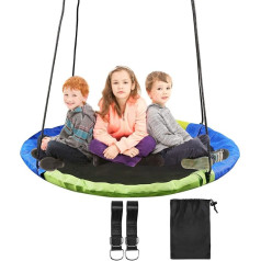 REDCAMP 43 Inch Flying Saucer Tree Swing for Kids Outdoors, Large Round Tire Swings for Trees and Swing, 500 lbs Load Capacity, Green and Blue