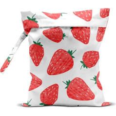 Wet Bag, Wet Dry Bag, Wet Bag for Swimsuit, Travel, Beach, Pool, Pushchair, Diapers, Dirty Yoga Gym Clothing, Makeup Bag, Waterproof, Reusable, Fruit Decor Orange Strawberry, Fruit-01, Storage