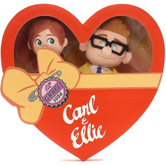 Disney Store Carl and Ellie Official Cuddly Toys, Pack of 2, Top, 28 cm, Cuddly Dolls in Heart-Shaped Box with Embroidery and Soft Surface, Suitable from 12 Months
