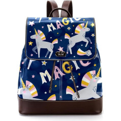 Magice Unicorn Coulds Stars Dark Blue Personalised School Bags Book Bags for Teenagers, Multicoloured, 27 x 12.3 x 32 cm, Backpack Backpacks, multicoloured