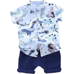 Generisch Clothing 86 Boy Summer Thin Cartoon Dinosaur Shorts Short Sleeve Two Piece Set Baby Boys Clothes Set
