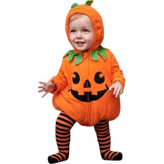 MNSWR Halloween Romper Baby Newborn Baby Boys Halloween Clothing Sets Pumpkin Long Sleeve Fleece Zip Hooded Romper Jacket Tops Striped Trousers Footed Leggings Costumes Girls Suit