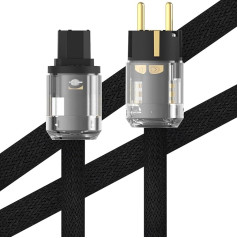 Monosaudio Hi End Audiophil Power Cable 2 m / 6.6 ft Copper Shielding, 2-Pin HiFi OFC Socket Power Cable AC IEC C15 17 mm Euro Schuko Plug IEC C15 for DVD/Amplifier/Decoder/Subwoofer/AMP
