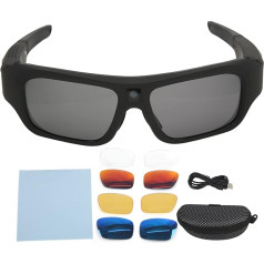 Goshyda Camera Glasses, Full HD 1080P Video Camera Sunglasses with 4 Pairs Lenses, 4K Smart Sports Action Camera for Hiking, Cycling, Riding