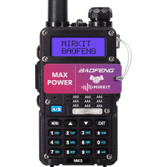 Mirkit - Baofeng MK5 MaxPower Professional Radio - Radios with 1800 mAh Battery - Walkie Talkie 10 km Range with Headset - VHF UHF VOX Radio, 128 Channels - PMR Handheld Radio BAOFENG