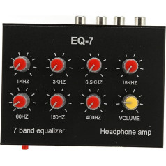 7 Band Sound Equalizer, Dual Channel, with 12 dB High Bass Setting, Input Output, Aluminium Alloy, 3.5 mm Interface, Compatible with Headphones for Car
