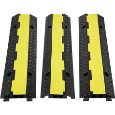 VEVOR 3 x 2-Channel Cable Bridge 98 x 24 x 4.5 cm Override Protection Rubber & PVC Hose Bridge Max. Load 5443 kg per Axle Channel Size 3 x 3 cm Driveway Ramp Ideal for Parking Spaces Warehouses