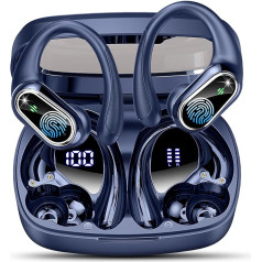 Bluetooth Headphones Sport, In-Ear Headphones Wireless Bluetooth 5.3 with HD Mic, Outstanding Sound, 50 Hours HiFi Stereo Wireless Headphones, 2024 Noise Cancelling Earphones, IP7 Waterproof LED Blue