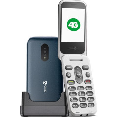 Doro 2820 4G Folding Phone Unlocked for Seniors - Large Talking Buttons - Camera - Bluetooth - Assistance Button - Basic Mobile Phone without Internet (Blue/White)