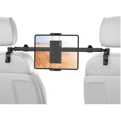TRYONE Tablet Holder Car Centre, Tablet Headrest Holder - Universal Adjustable Car Tablet Holder for 2022 iPad Series/Samsung Galaxy Tabs/Switch Mobile Phones etc. 4.7-12.9 Inch Devices/with 2 Hooks