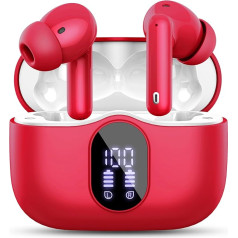 Bluetooth Headphones, Wireless Bluetooth 5.3 Sport In-Ear Headphones with 4 Microphones, 40 Hours Playtime, LED Display, ENC Noise Reduction, HiFi Stereo Earphones for Work and Study