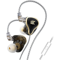 Yinyoo KZ ZAS 7BA+1DD HiFi Headphones, In-Ear Monitor, KZ Hybrid Driver, Metal Headphones with HD Microphone, Excellent Bass Earbuds with 2 Pin 0.75mm Detachable Cable (Black, with Microphone)