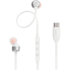 JBL Tune 310C Headphones - Wired In-Ear Headphones with JBL Pure Bass Sound, Microphone and USB-C Port - White