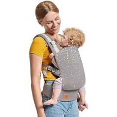 Kinderkraft Nino Confetti Baby Carrier, Back Carrier, Belly Carrier for Infants and Toddlers, Baby Carrier, Children's Carrier, Ergonomic, Cotton, from 3 Months to 20 kg, Grey