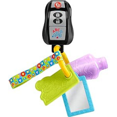 Fisher-Price Learning Fun Activity Key - Fabric Loop with 4 Travel Toys, Version English, Italian, Portuguese, Spanish, HWY38