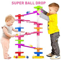 Super Marble Run with Double Fall Bridge and Spacers for High and Stable Buildings for Advanced Babies Toddlers and Preschool Children from 10 Months to Adults