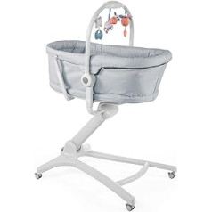 Chicco Baby Hug 4-in-1 Baby Cot Grey RE_LUX | Birth to 3 Years (15 kg), Deck Chair, Baby High Chair and First Chair, Height Adjustable