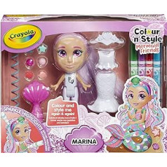 CRAYOLA Colour n Style Mermaid Friends: Marina, Paint and Style Your Own Mermaid, Again and Again (Includes Magic Dry - Erase Pens), Ideal for Children Aged 3+