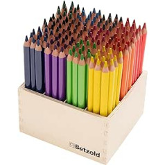 Betzold - Triangular Pencil Set Thick 144 Wooden Colouring Pencils 17.5 cm Stand Wooden Pencils Triangular