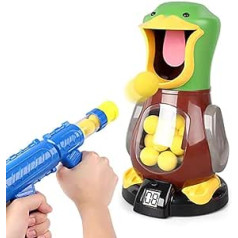 Premium Children's Game Hungry Duck Challenge with Movable Electronic Target and Eva Blaster, Skill Game for Children - See Video