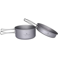 iBasingo Titanium Pot 1.3 L / 1.95 L / 2.9 L Camping Hanging Pot Stock Pot with Lid Outdoor Cookware Lightweight Kettle Bowl Hiking Kitchen Utensils Portable Utensil Cooking Set for 1-4 People