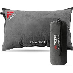 Terra Incognita Selbstaufblasendes Campingkissen, perfekt für Rucksackreisen und Reisen, aufblasbares Kissen für Camping, Größe 50,8 x 30,5 cm (grau)