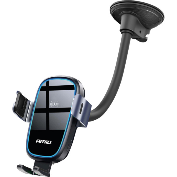 Car phone holder, window, cockpit, board, inductive charger, 15W, amio-03780