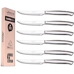Arcos Steak Knife Set | 6-Piece Steak Knife | Steak Knife | Stainless Steel Cutlery | Blade 110mm | Round Handle and Oval Shape | Monobock | Eco-Friendly Packaging (Pack of 6)