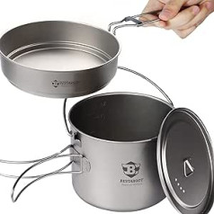 Bestargot Camping Cookware Set, Cooking Pot with Pan, Outdoor Cookware, Picnic Pot, Ultralight Camping Pot Pan Set, Camping Crockery Set for Bushcraft