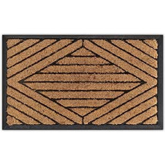 Relaxdays Doormat, 45 x 75 cm, Rubber & Coconut Doormat Indoor & Outdoor Non-Slip Door Mat, Black/Natural